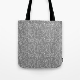 Grey And White Hand Drawn Boho Pattern Tote Bag