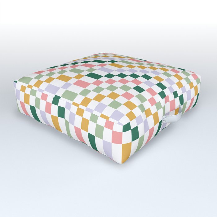 Nostalgic Checkered Squares Trippy Outdoor Floor Cushion