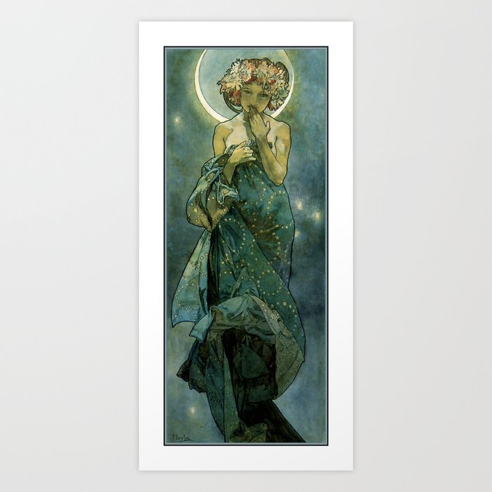 Alphonse Mucha "The Moon and the Stars Series: The Moon" Kunstdrucke Alphonse Mucha "The Moon and the Stars Series: The Moon" Kunstdrucke