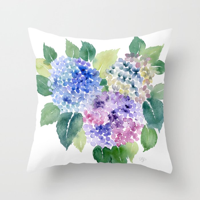 Hydrangea Bouquet Throw Pillow