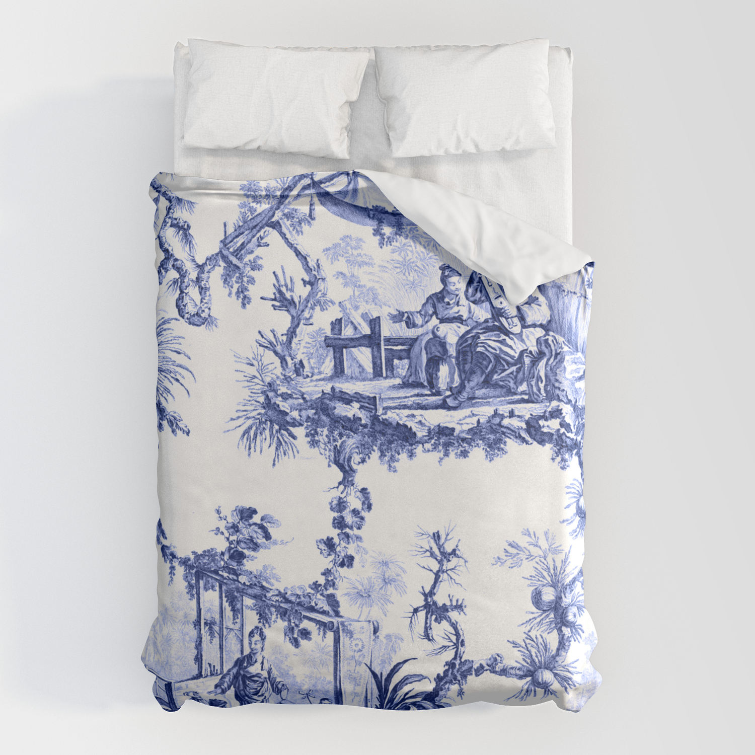 Blue Chinoiserie Toile Duvet Cover By, Blue Toile Duvet Cover