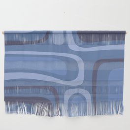 Palm Springs Retro Mid-Century Modern Abstract Pattern in Blue Tones Wall Hanging