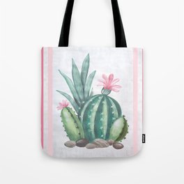 Cactus and flowers painting Tote Bag