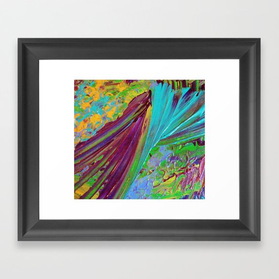 COLOR CHAOS Wild Vibrant Colorful Abstract Acrylic Painting Lime Green Plum Purple Gift Art Decor Framed Art Print
