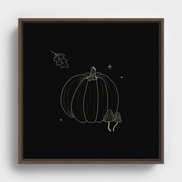 Pumpkin, Mushrooms & Fall Leaves Framed Canvas