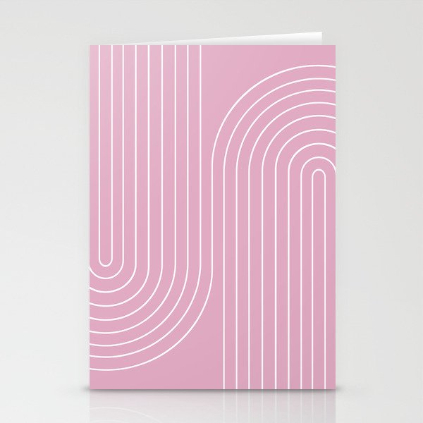 Minimal Line Curvature LXXVI Blush Pink Mid Century Modern Arch Abstract Stationery Cards