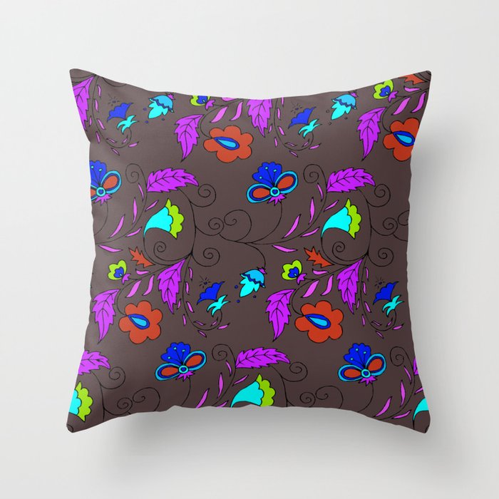 Ethnic Floral Flow Throw Pillow