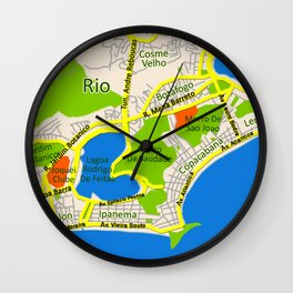 RIO map design - Brasil Wall Clock