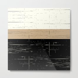 Black, Tan, White Color Block Metal Print