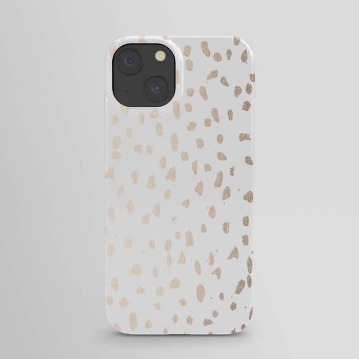 Luxe Gold Painted Polka Dot on White iPhone Case