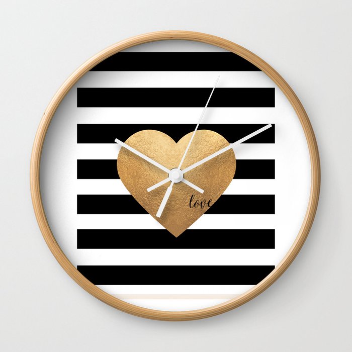 GOLD HEART PRINT, Heart Print,Heart Sign,Heart Decor,Gold Print,Gold Foil,Love Word,Love Quote,Love Wall Clock