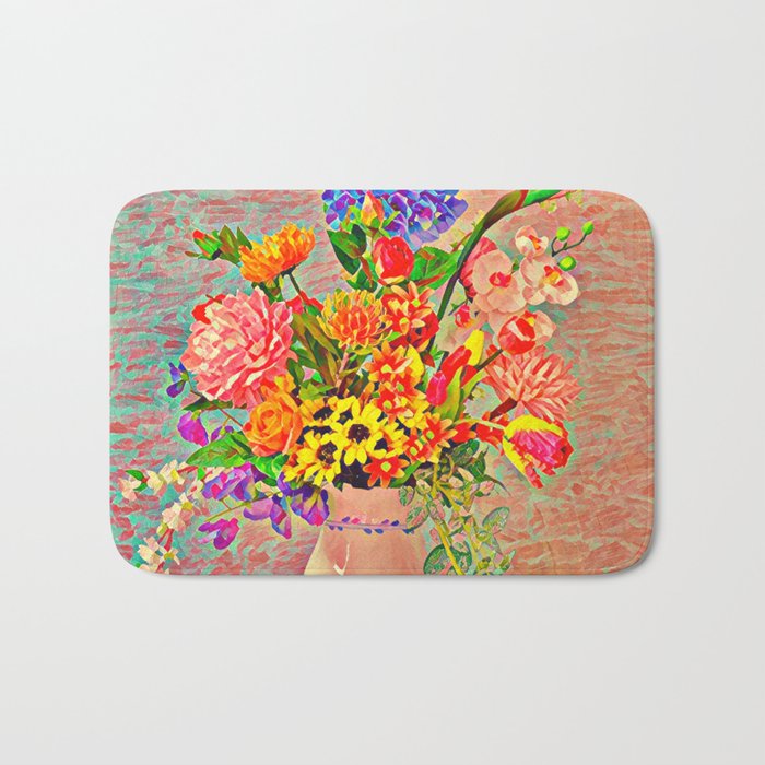 Flower Pot Artwork Bath Mat