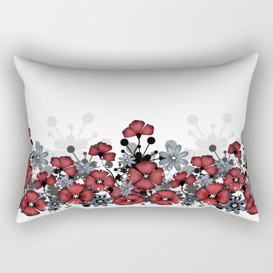 Red flowers on a white background . Rectangular Pillow