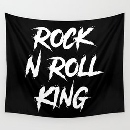 Rock and Roll King Typography White Wall Tapestry