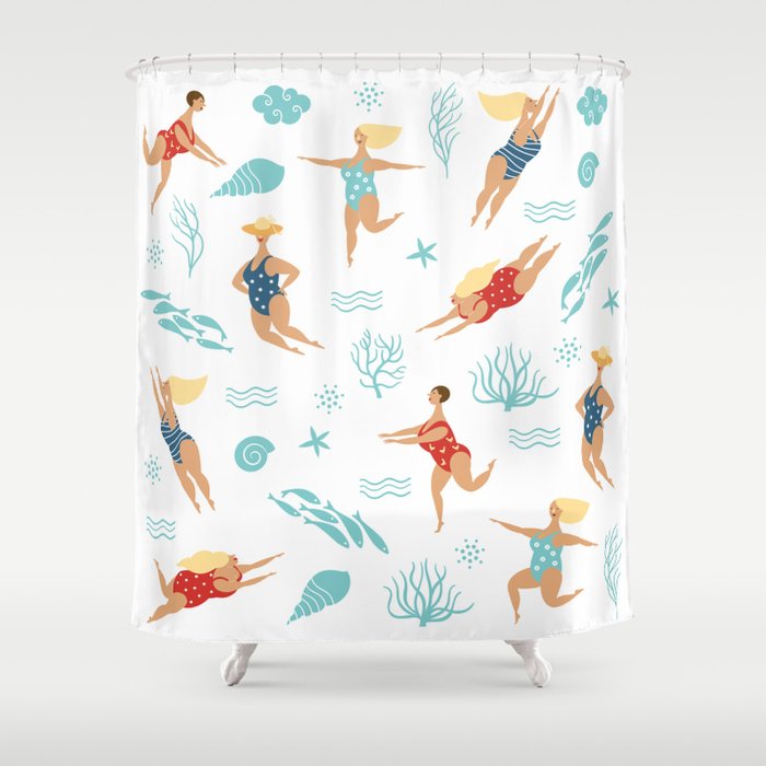 Women swimmers Shower Curtain