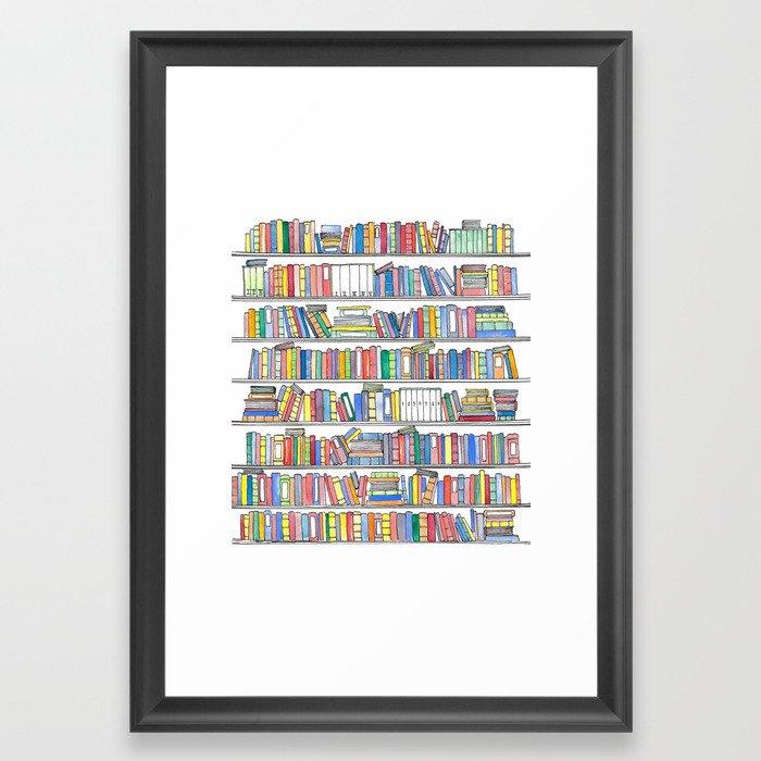 Colorful Bookcase Framed Art Print