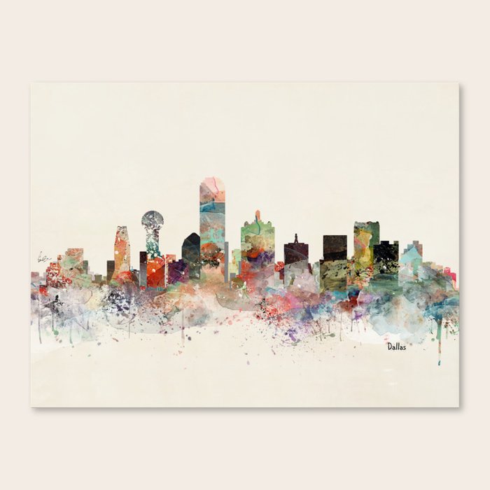Dallas Skyline Canvas Print By Bribuckley Society6