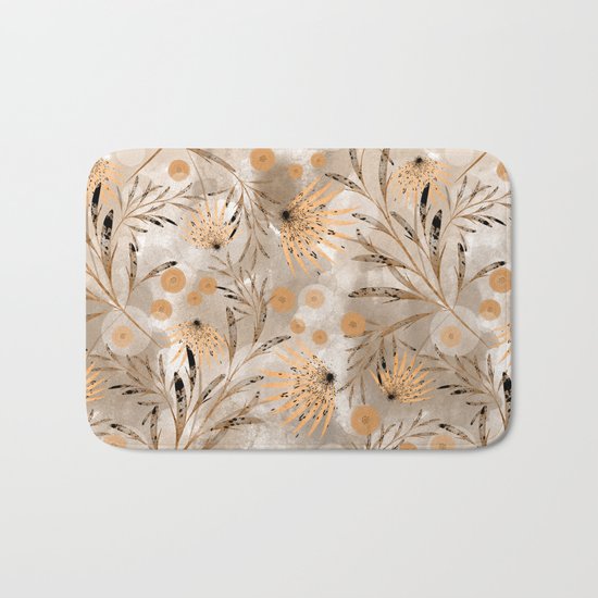 Beige floral pattern. Bath Mat