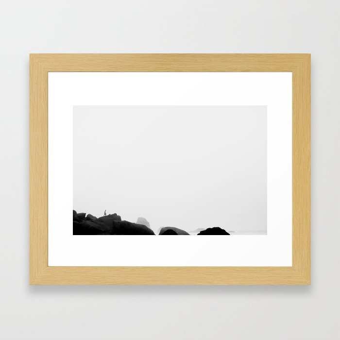 Fishing in the Mist of the Ocean Framed Art Print