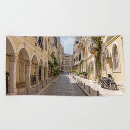 The streets of Corfu Beach Towel