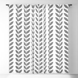 Grey Scandinavian leaves pattern Blackout Curtain