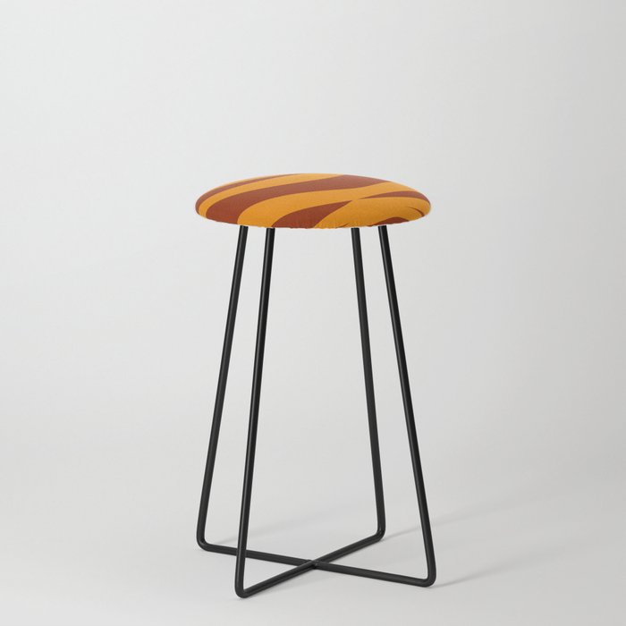 70s Wavy Lines | Red and Orange Counter Stool