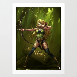 Wood Elf Archer Art Print | Wood, Hunter, Digital, Fantasy, Blond, Forest, Mmorpg, Khmer, Fae, Game 