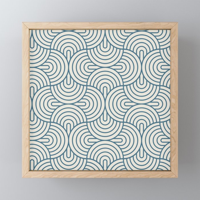 Geometric Ovals - Inky Blue Framed Mini Art Print