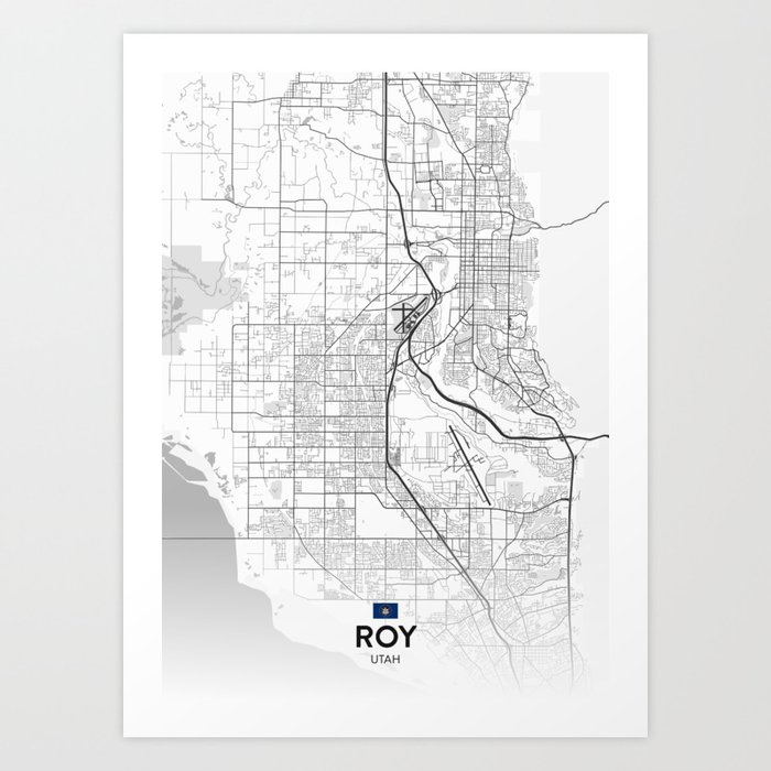 Roy, Utah, United States - Light City Map Art Print