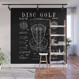 Disc Golf Frolf Frisbee Basket Vintage Patent Drawing Print Wall Mural