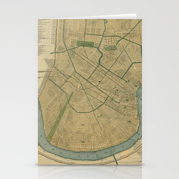 Vintage Map of New Orleans Louisiana (1893) Stationery Cards