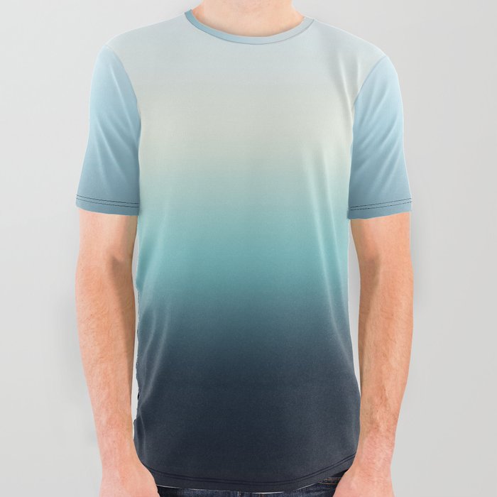 white graphic tee with blue