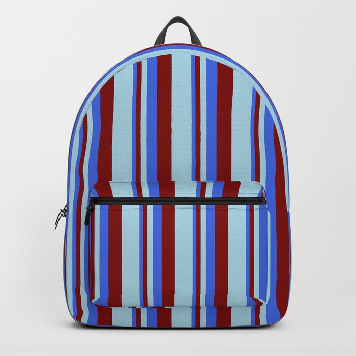 Royal Blue, Maroon, and Light Blue Colored Lines Pattern Backpack
