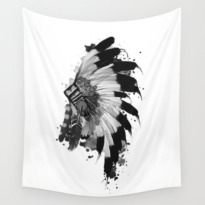 black and white headdress Wall Tapestry