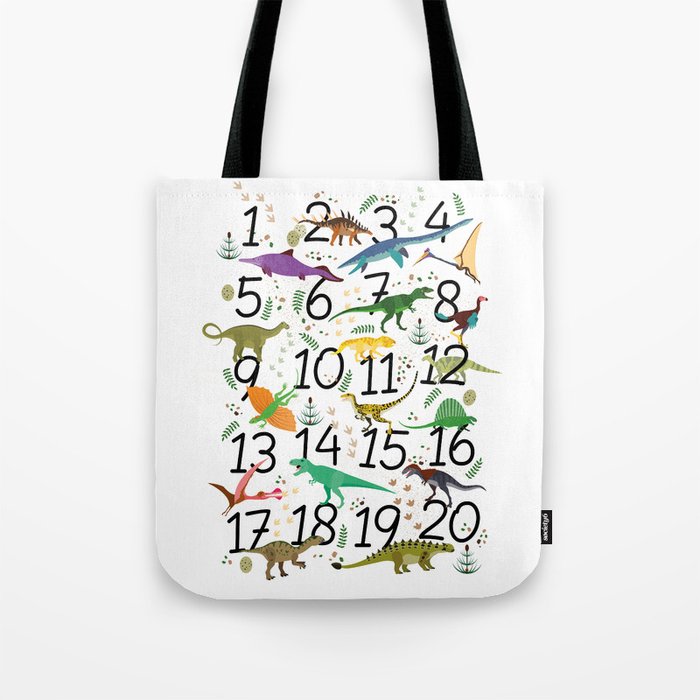 Colorful Dinosaur Numbers - Matches Alphabet Tote Bag