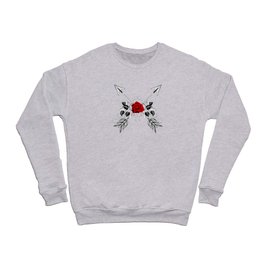 Black Arrows with Red Roses Crewneck Sweatshirt