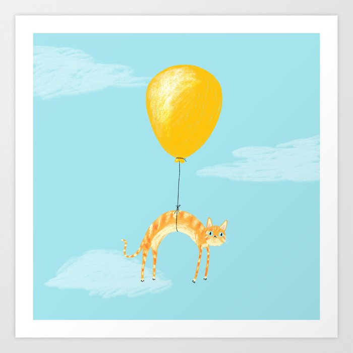 Balloon Cat Art Print