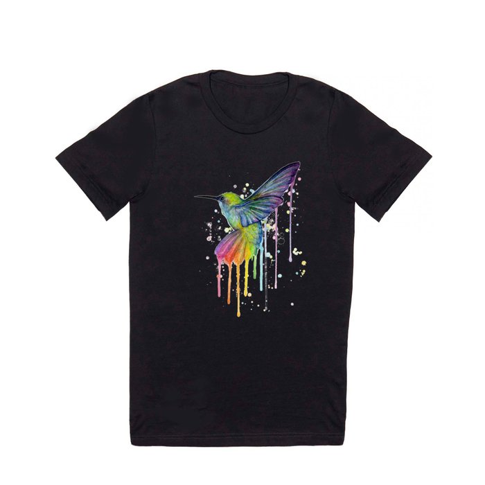 Hummingbird Rainbow Watercolor T Shirt