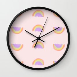 Watercolor blush pink orange purple rainbow pattern Wall Clock