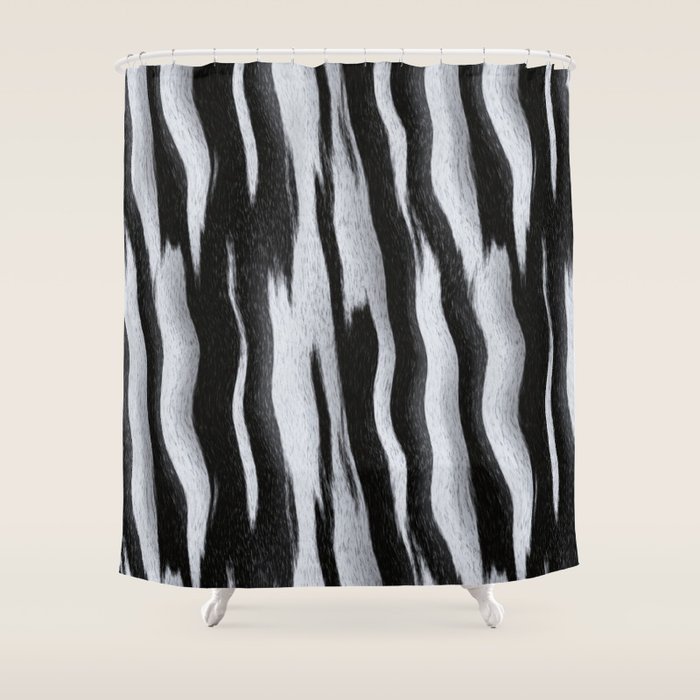 Zebra Skin Black And White Stripes Shower Curtain By