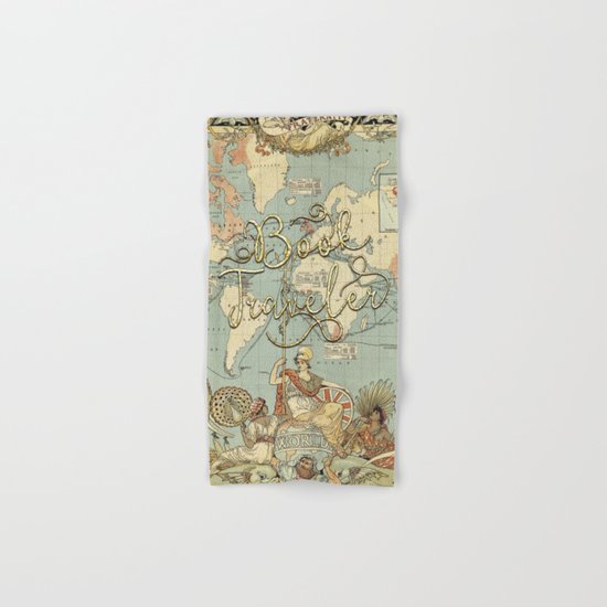 Book Traveler Vintage Map v3 Hand & Bath Towel