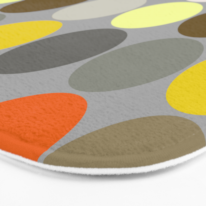 Mid Century Giant Dots Gray Gold And Orange Bath Mat By