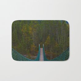 Suspension Bridge along the Berg Lake Trail in British Columbia, Canada Bath Mat | Suspensionbridge, Berglaketrail, Hiking, Explore, Travel, Color, Rockymoutains, Bc, Fall, Photo 