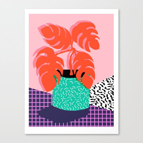 Mung - throwback retro 80s style neon art print pink hipster decor trendy grid urban brooklyn house Canvas Print