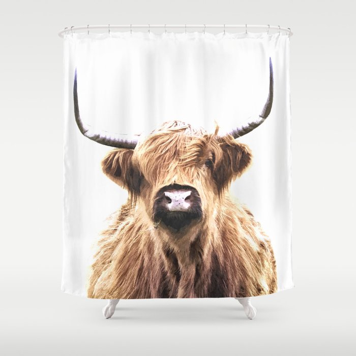 Highland Cow Portrait Shower Curtain