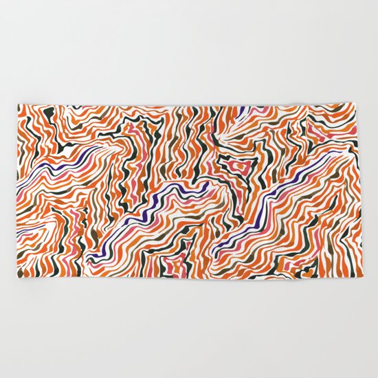 red topography Beach Towel