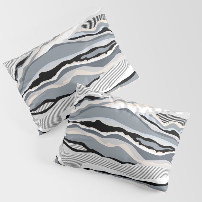 Black and white scandinavian minimal line pattern Pillow Sham