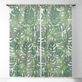 Exotic Palm Leaf Pattern Sheer Curtain
