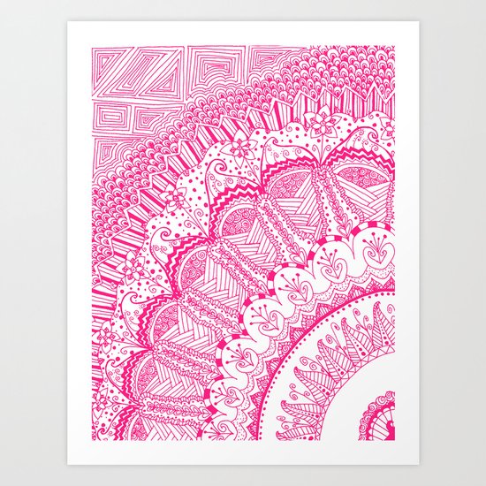 Doodle Madness PINK Art Print