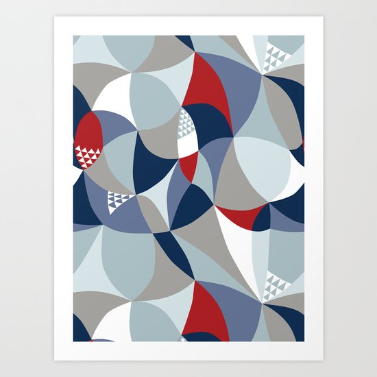 hidden birds in blue Art Print